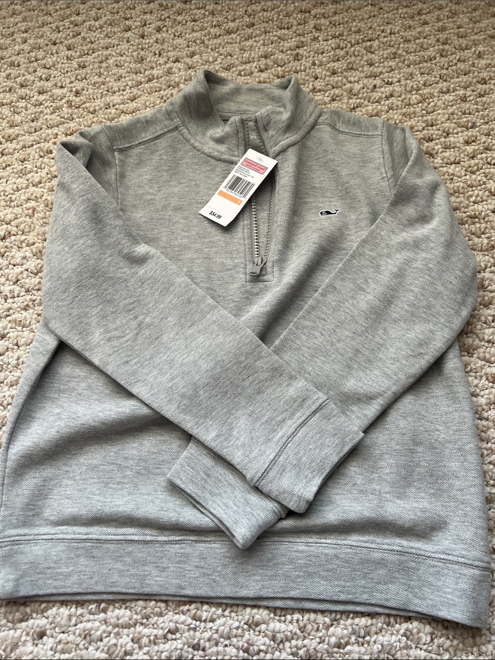 Vineyard Vines Kids Heather Gray Quarter-Zip Pullover